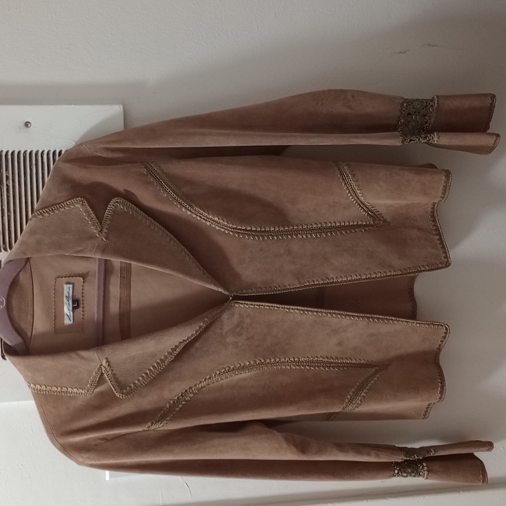 Lily Rubin suede and crochet jacket size large